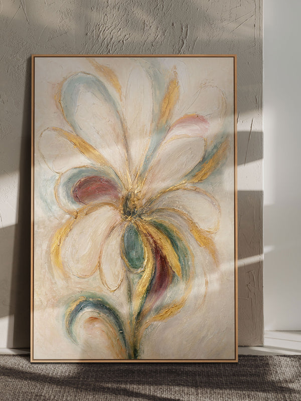 Abstract Floral Painting on Canvas with Texture "Floral Energy" – Hand-Painted Acrylic Painting