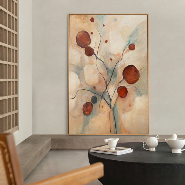 Abstraktes Leinwandbild „Scharlachrote Sternbilder“ – Handgemalte Kunst für Wohnzimmer
