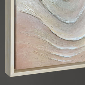 Unterkante eines strukturierten Leinwandbildes, hochwertiger Keilrahmen