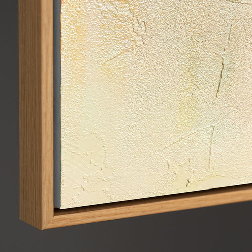 Handgemaltes abstraktes Gemälde im Rahmen mit geometrischen Formen