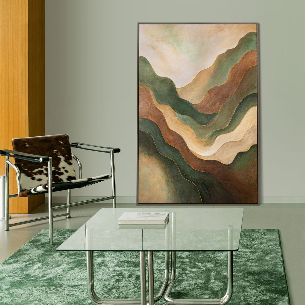 Abstraktes Acrylgemälde „Tanz der Hügel“ – Moderne Landschaft auf Leinwand