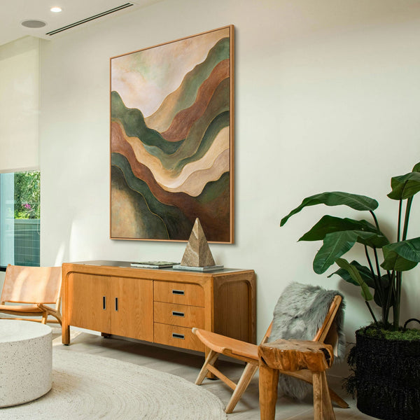 Abstraktes Acrylgemälde „Tanz der Hügel“ – Moderne Landschaft auf Leinwand