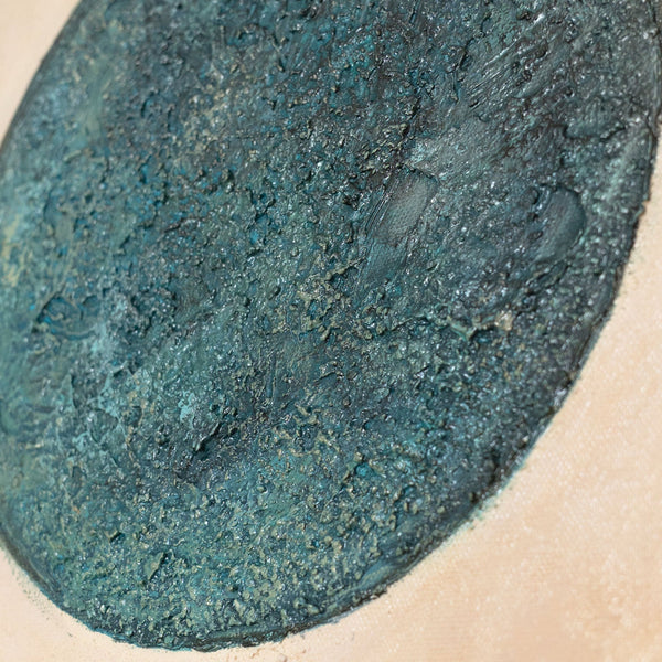 Handgemaltes Leinwandbild „Smaragdgrüne Sonne“ – Abstrakte Kunstwerk in Grün und Braun
