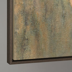 Handgemaltes Leinwandbild „Smaragdgrüne Sonne“ – Abstrakte Kunstwerk in Grün und Braun