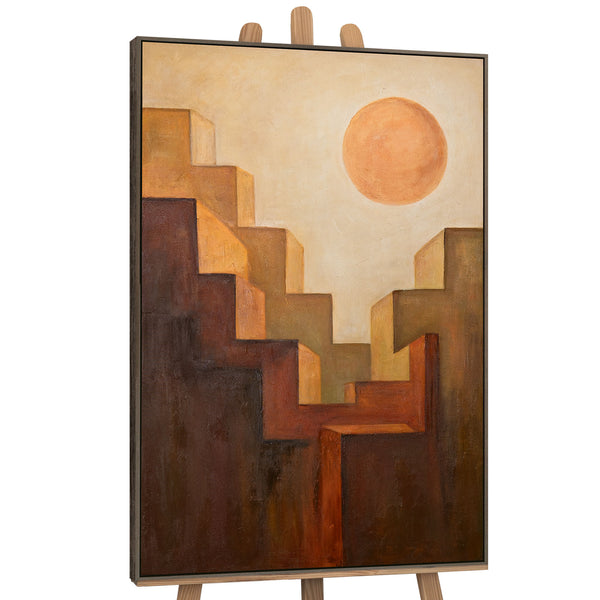 Handgemaltes Leinwandbild „Aufstieg“ – Abstrakte Kunst mit Struktur und Sonne