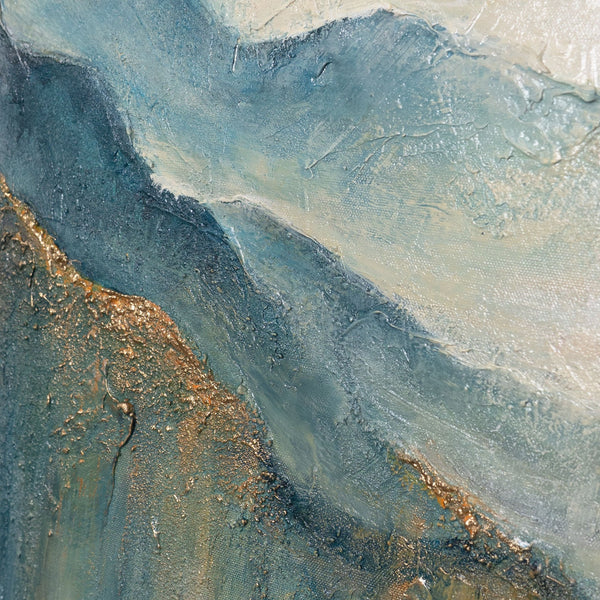 Handgemaltes Acrylbild auf Leinwand „Morgendämmerung in den Wolken“ – Moderne Wandkunst