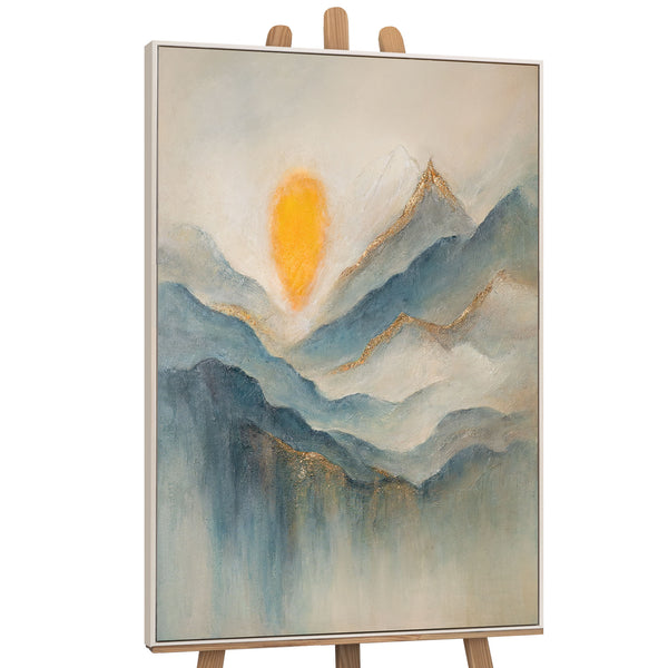 Handgemaltes Acrylbild auf Leinwand „Morgendämmerung in den Wolken“ – Moderne Wandkunst