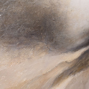 Abstraktes Acrylbild „Nebliger Morgen“ – Elegante Acrylgemälde in Beige & Grau