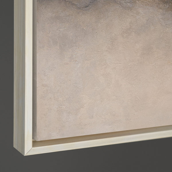 Abstraktes Acrylbild „Nebliger Morgen“ – Elegante Acrylgemälde in Beige & Grau