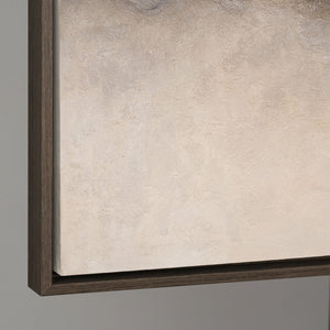 Abstraktes Acrylbild „Nebliger Morgen“ – Elegante Acrylgemälde in Beige & Grau