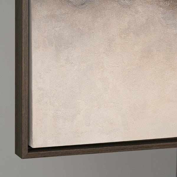 Abstraktes Acrylbild „Nebliger Morgen“ – Elegante Acrylgemälde in Beige & Grau
