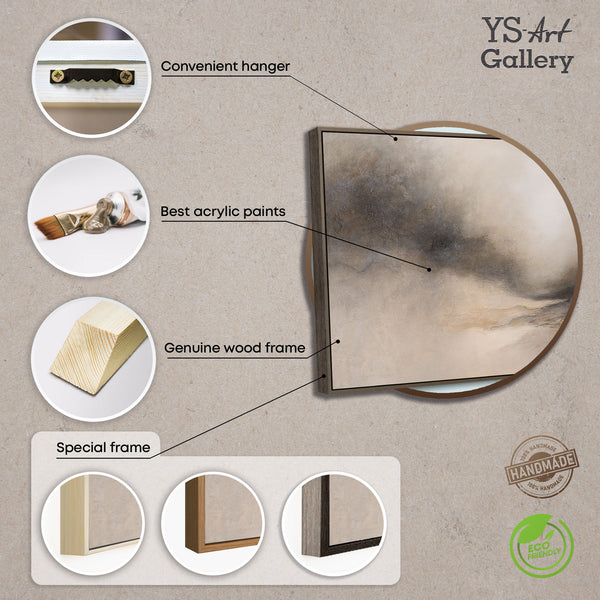 Abstraktes Acrylbild „Nebliger Morgen“ – Elegante Acrylgemälde in Beige & Grau