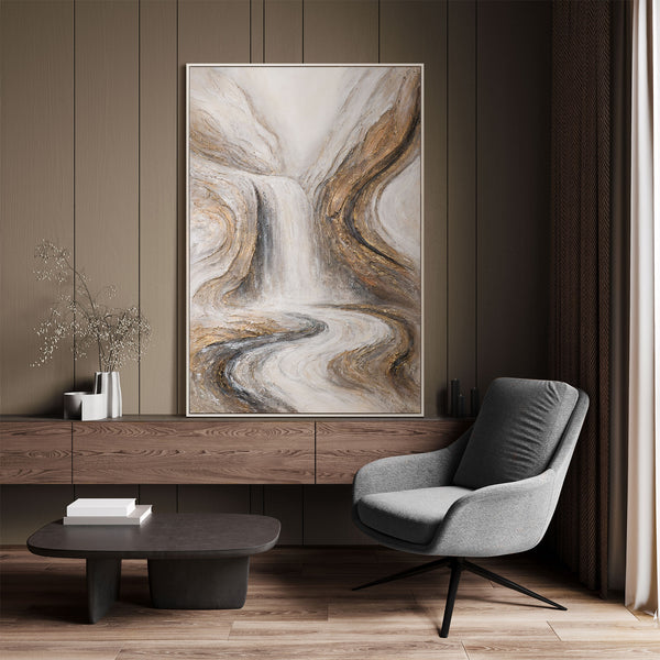 Handgemaltes Bild „Wasserfall der Träume“ – Moderne Wandkunst mit Struktur
