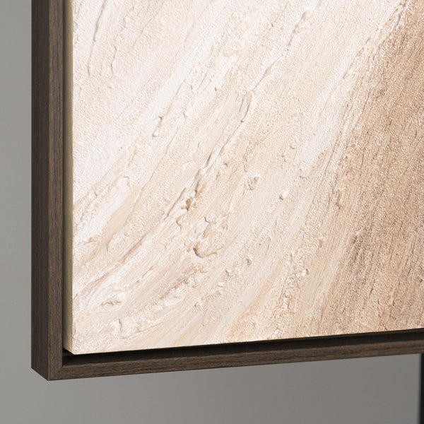 Seitliche Ansicht eines strukturierten Leinwandbildes, hochwertiger Holzrahmen