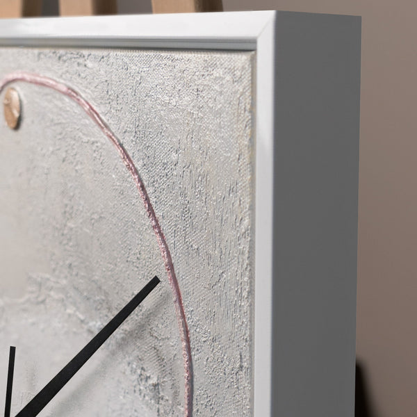 Handgemalte Wanduhr – bunte Kreiskomposition mit Uhr – 35×35 cm