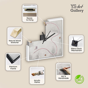 Handgemalte Wanduhr – bunte Kreiskomposition mit Uhr – 35×35 cm