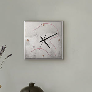 Handgemalte Wanduhr – bunte Kreiskomposition mit Uhr – 35×35 cm
