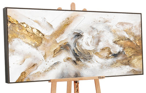 "Handmade Painting with Frame 'Consonance' – Abstract Art with Gold"