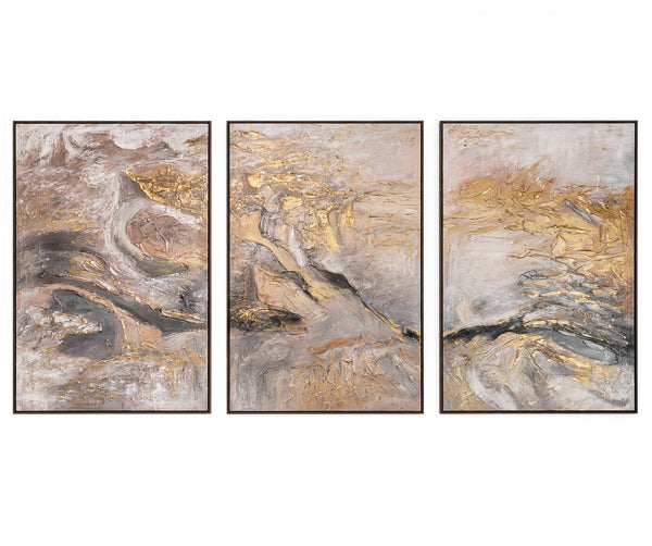 Konsonanz – Handgemaltes Leinwandbild 3-teilig als abstraktes Triptychon für moderne Wohnräume