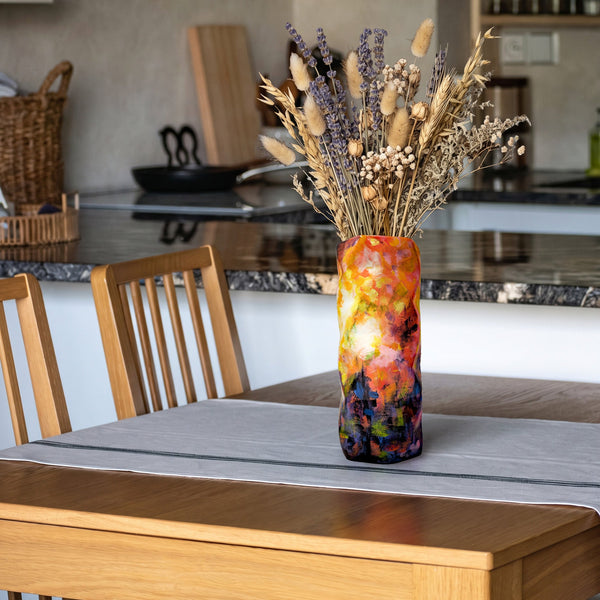 Keramikvase handbemalt, farbstark, 26 cm
