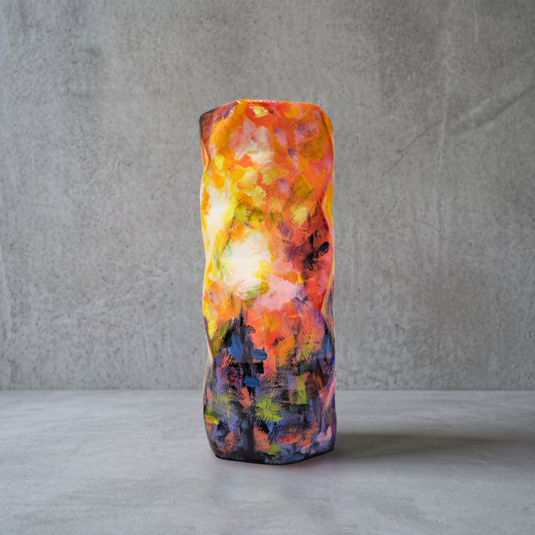 Keramikvase handbemalt, farbstark, 26 cm