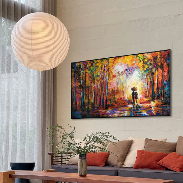 Framed Acrylic Art "Romance" – Hand-Painted Autumn Art