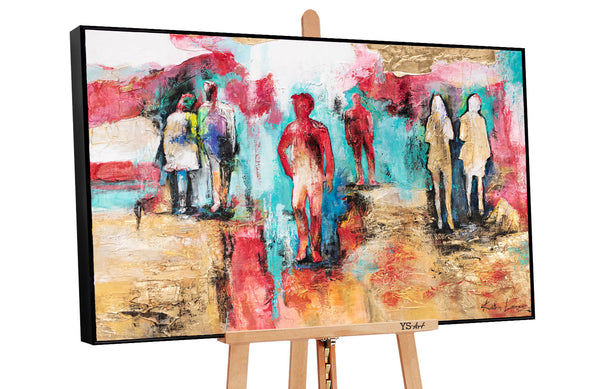 Gerahmte bilder mit strukturpaste "Im Park" 120x80cm