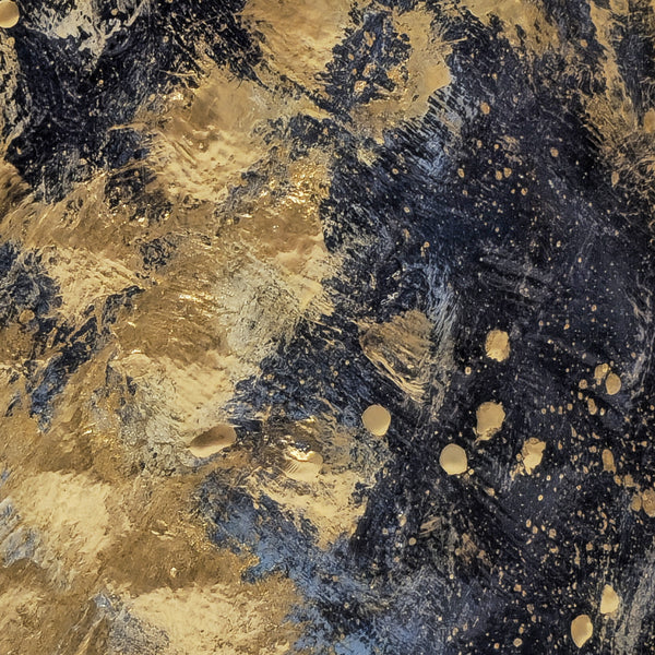 Keramikvase handbemalt, Rautenmuster in Blau und Gold, 24 cm