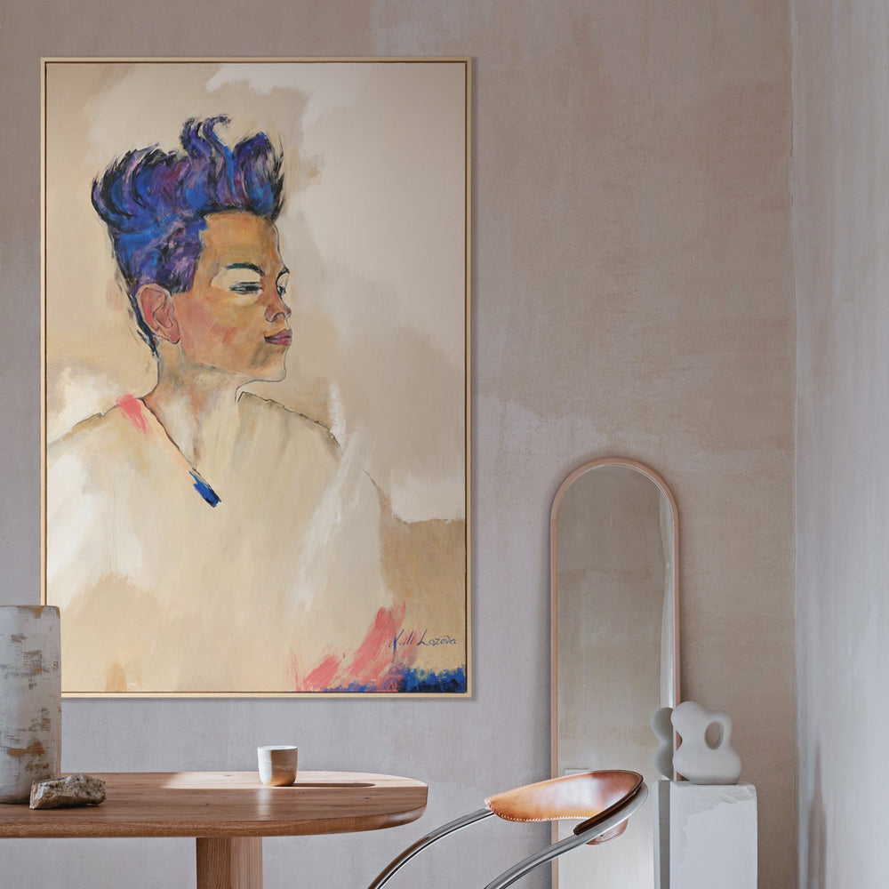 Handgemalte Portrait Kunst – Modernes Leinwandbild "Schiele" gerahmt