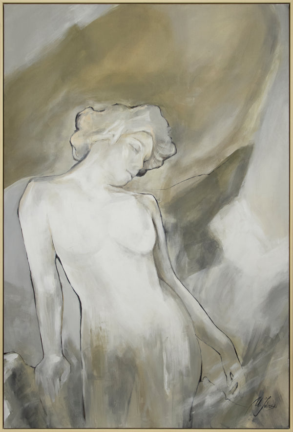 Framed hand painted wall art canvas "Rotterdam"