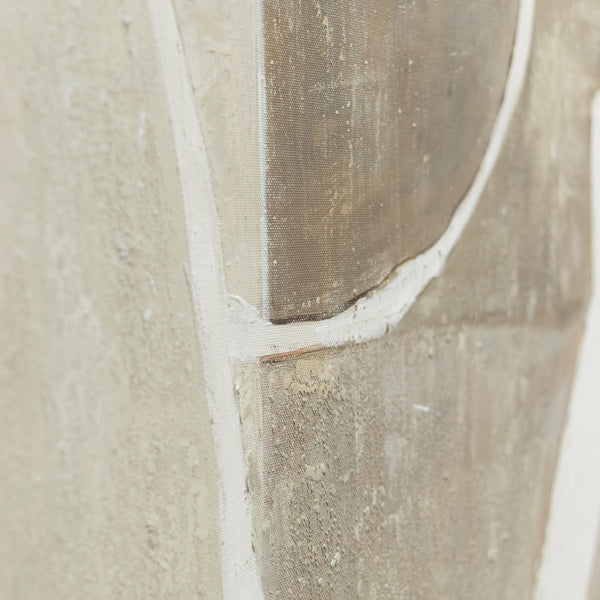 Handgemaltes Gemälde „Mery“ – Abstrakte Linienkunst in Beige