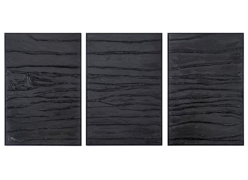 „Samt“ – Handgemaltes Triptychon Modern mit schwarzem Rahmen