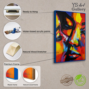 Gerahmtes Acrylgemälde einer regnerischen Straßenszene, fertig zum Aufhängen