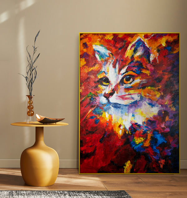 Canvas wall art with frame "Abstract cat"
