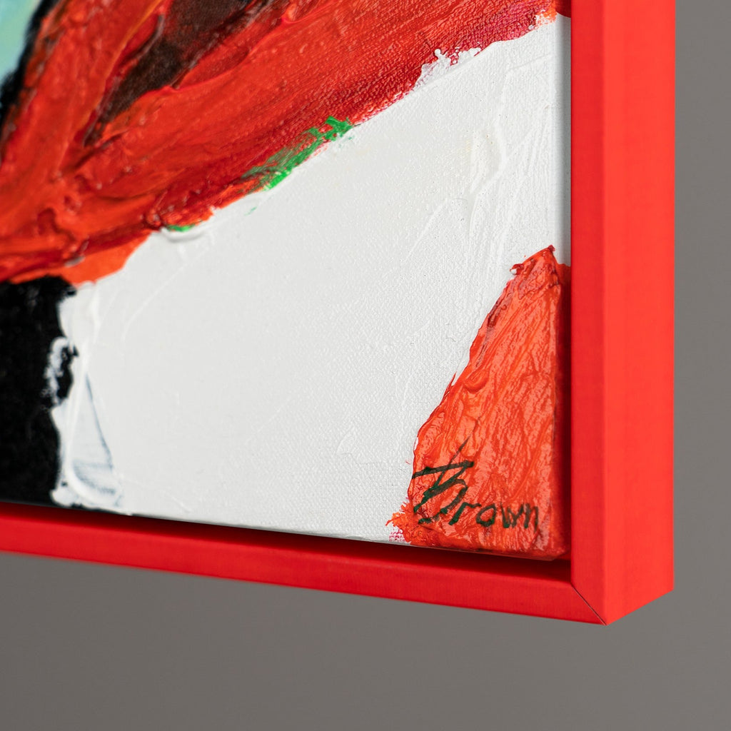 abstraktes wandbild mit Rot Rahmen