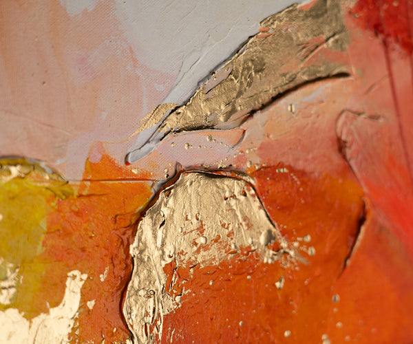 Handgemalte Abstrakte Bilder mit Rahmen "Orangene Explosion"