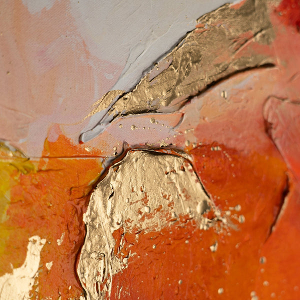 Abstrakte Kunst auf Leinwand, Texturmalerei in kräftigen Rot- und Orangetönen mit schwarzen Akzenten, handgemaltes Ölgemälde für modernes Interieur, Wandkunst