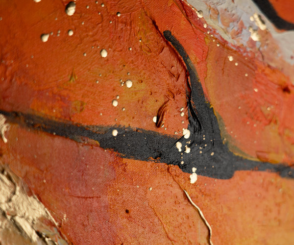 Handgemalte Abstrakte Bilder mit Rahmen "Orangene Explosion"