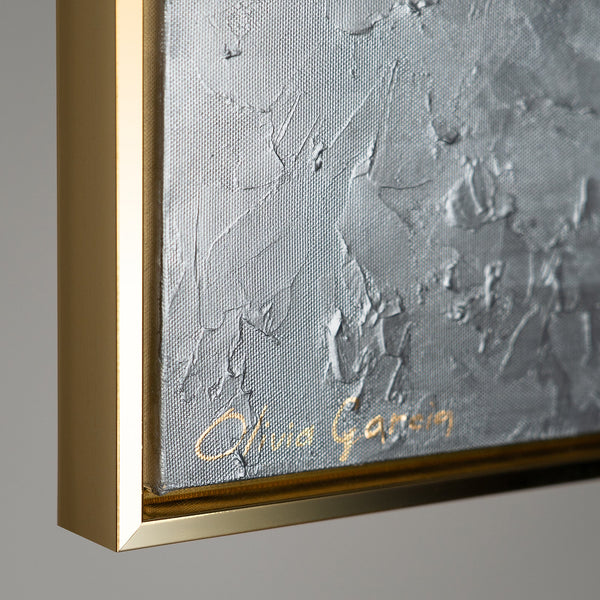 Handgemaltes Tierbild „Magische Fische" – zwei Fische in Gold & Silber, 60x40 cm mit goldenem Rahmen, aufhängfertig