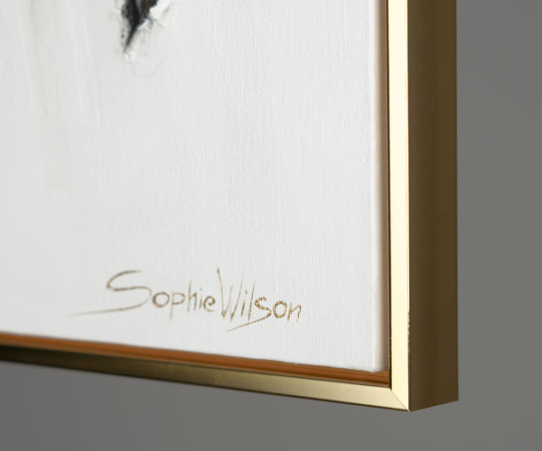 Abstract painting on canvas with frame "Urban rhythms"