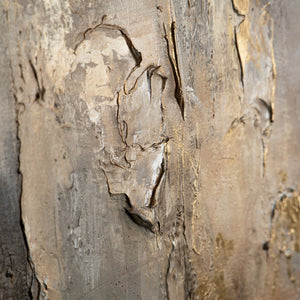 Detail des Gemäldes „Goldene Horizonte" – Goldstruktur zwischen dunklen und hellen Schichten