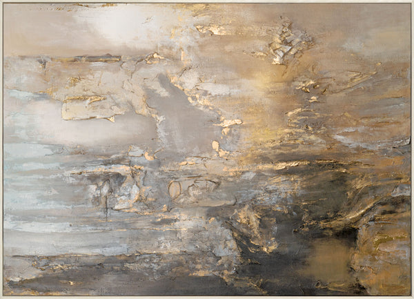 Abstrakte Kunst "Goldene Horizonte" Handgemalte Bilder auf Leinwand mit Rahmen