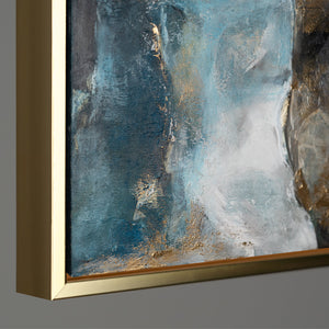 Abstrakte Kunst "Goldene Konsonanzen" mit Rahmen Bild Wohnzimmer