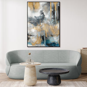 Abstract art "Golden Consonances" with frame picture living room