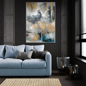 Abstract art "Golden Consonances" with frame picture living room