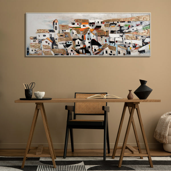 Acrylbilder auf Leinwand Handgemalt mit Rahmen Sonnenhäuser