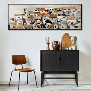 Acrylbilder auf Leinwand Handgemalt mit Rahmen Sonnenhäuser