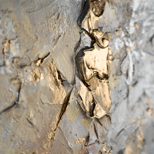 Handgemaltes Wandbild „Harmonie von Gold und Silber" – abstrakte Komposition in Gold, Silber und Grau