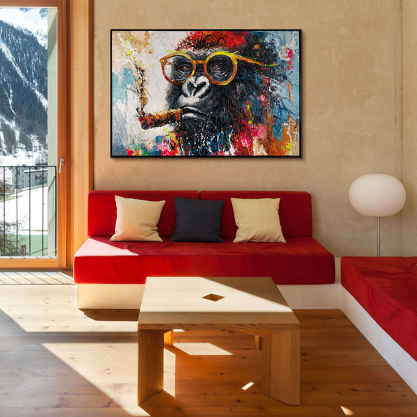 Moderne Kunst im Wohnzimmer – Affe als stilvoller Eyecatcher