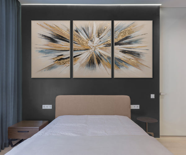 Abstrakte Acrylbilder mit Rahmen - Handgemaltes Leinwandbild modern "Impuls"